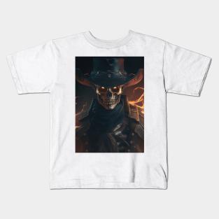 Dark Fantasy Skull Fire Kids T-Shirt